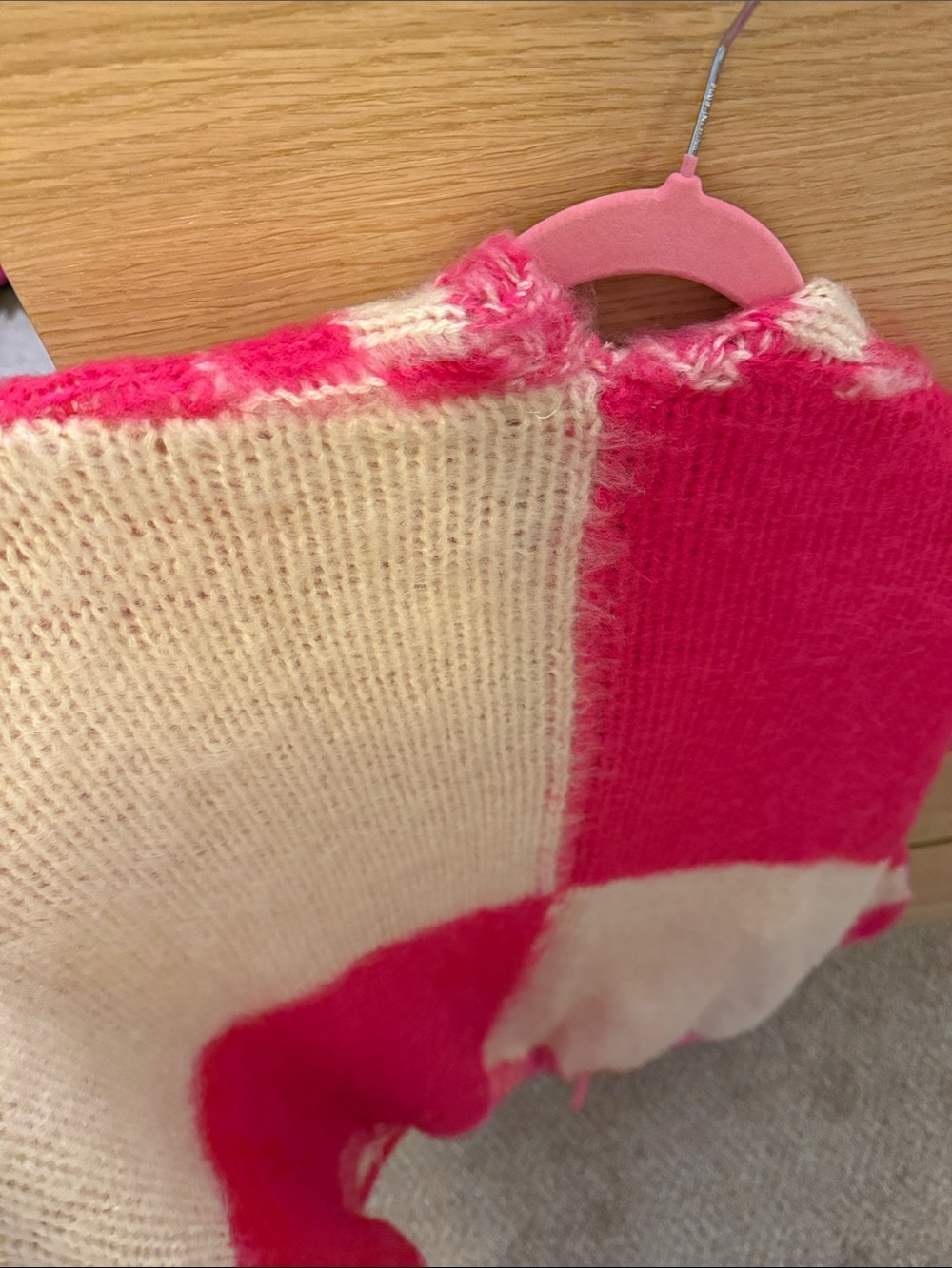 Pink Lily Pink & Cream Checkerboard Open Cardigan - Picture 4 of 4
